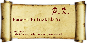 Ponert Krisztián névjegykártya